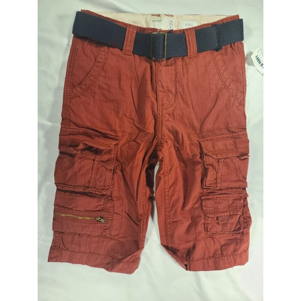 Old Navy Boys Size 10 Rust Red Cargo Shorts with Belt